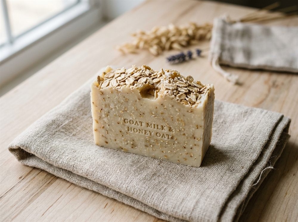 Jabón artesanal de leche de cabra y avena